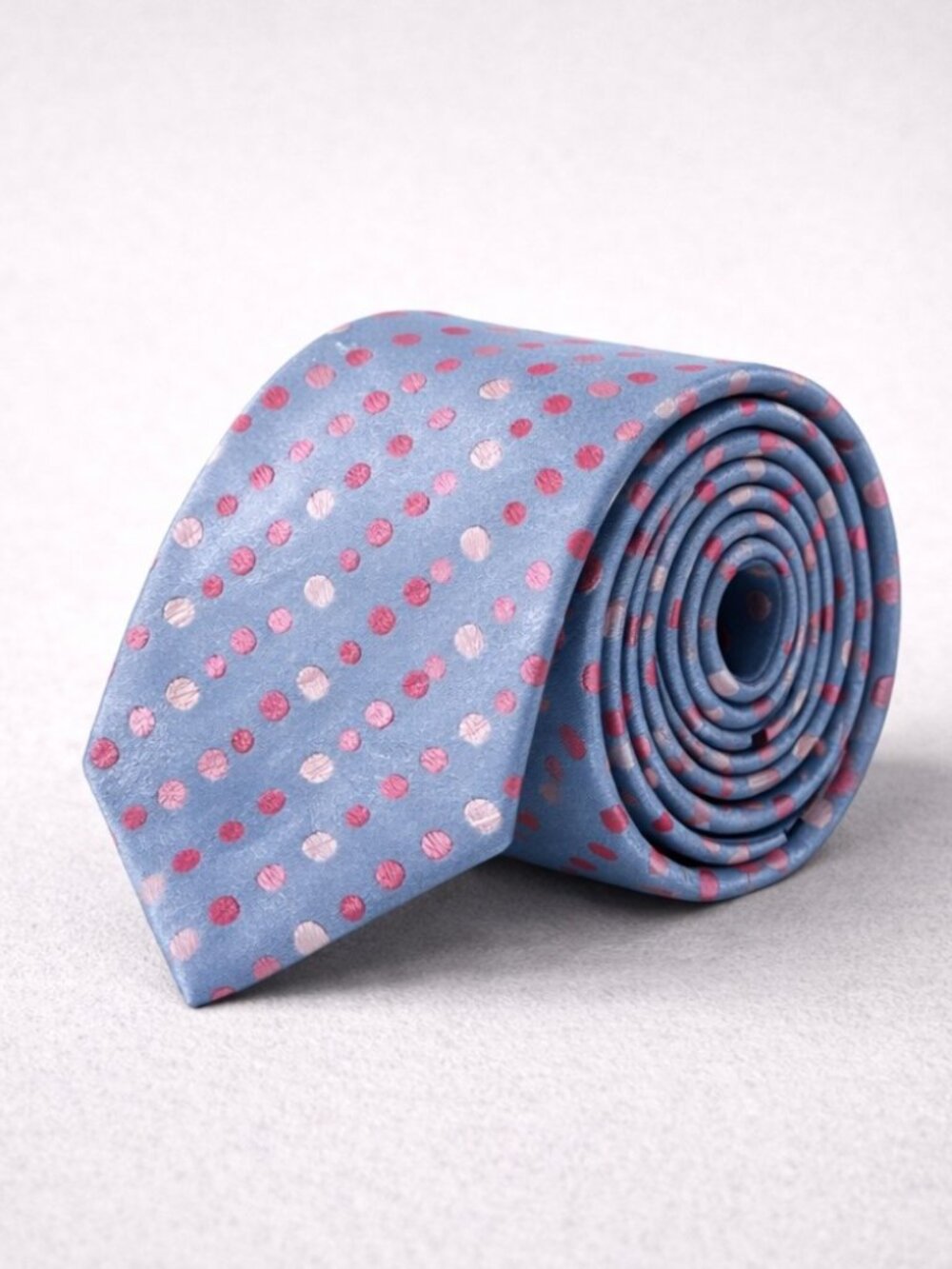 TM Lewin Silk Polka Dot Tie Blue Pink Classic British Necktie Jacquard Office